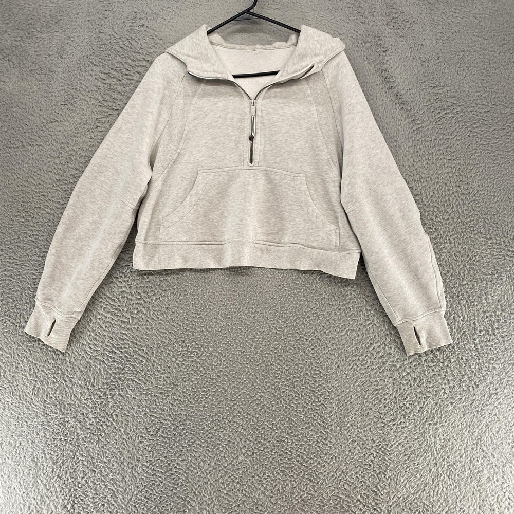 Lululemon Scuba Half Zip Hoodie‎ Womens M/L Gray Cropped Fleece Boxy Oversized